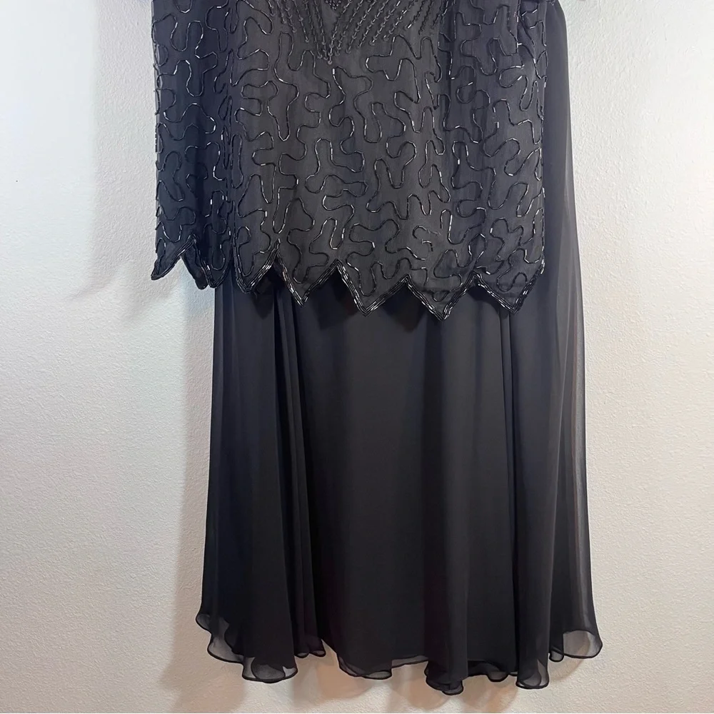 Petra Black Beaded Sequin 2pc Formal Gown Maxi Skirt set size 16 - Picture 5 of 16